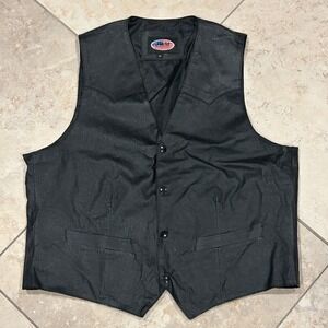 JWM Wholesale Vietnam Leather Vest Mens M Black Alejandro Veteran Patch Snap